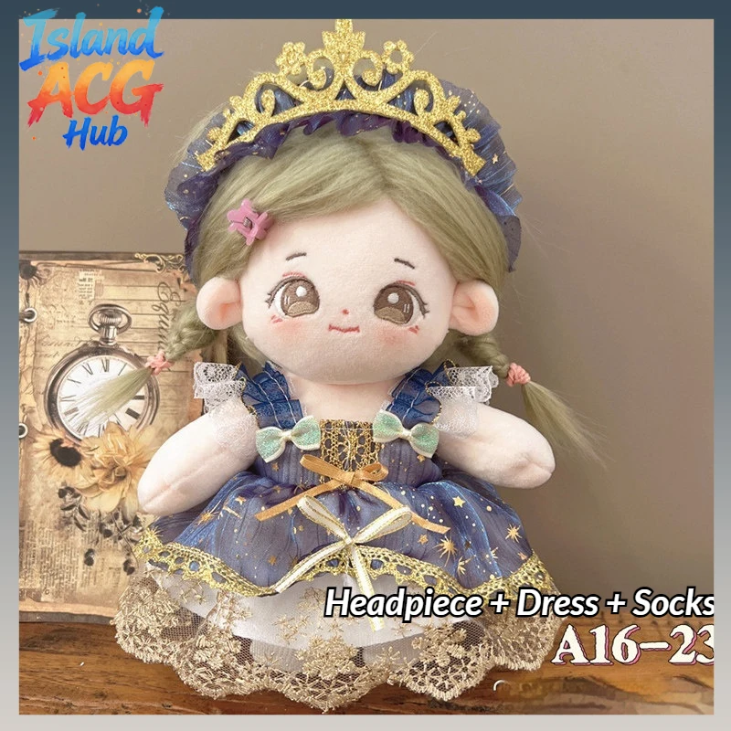 New Vintage Floral Sleeveless Dress for 20cm Cotton Plush Doll Cute Decor Costume for Doll Dress‑Up Collectible Gift