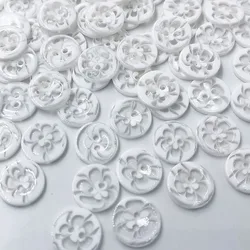 50Pcs 13mm abbigliamento per bambini bottoni di colore bianco bottoni a due occhi per decorazioni di nozze accessori per cucire PT370