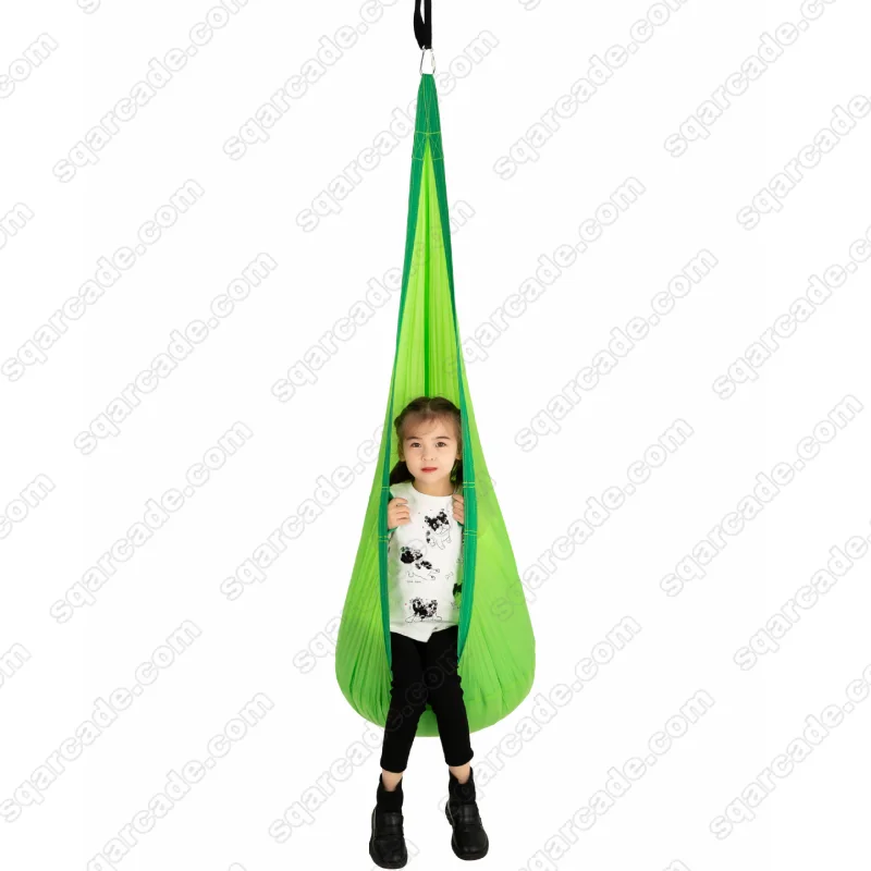 Outdoor kids pod swing chair sensory pocket hanging swing for kids seat hammock chair with inflatable pillow