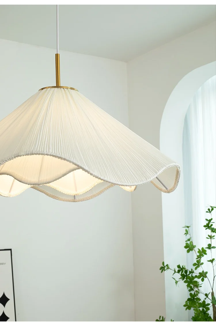 Nordic Fabric LED Chandelier Foyer White E27 Pendant