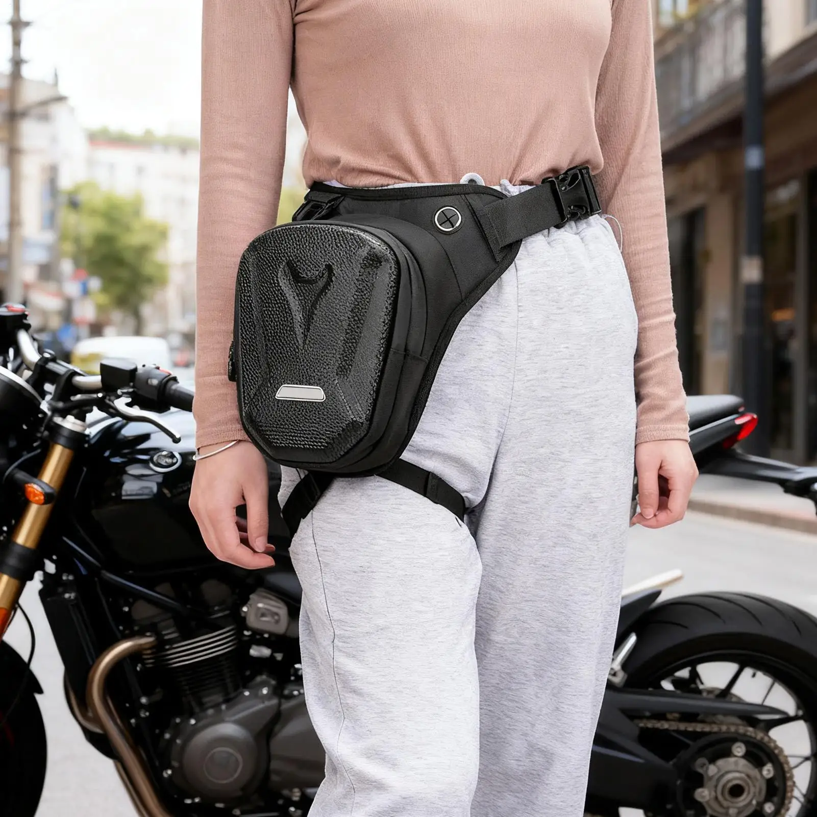Motorcycle Thigh Bag Adjustable Fanny Pack Shoulder Thigh Bags With Zipper For Cycling Hiking Travel Outdoor Bike Climbing