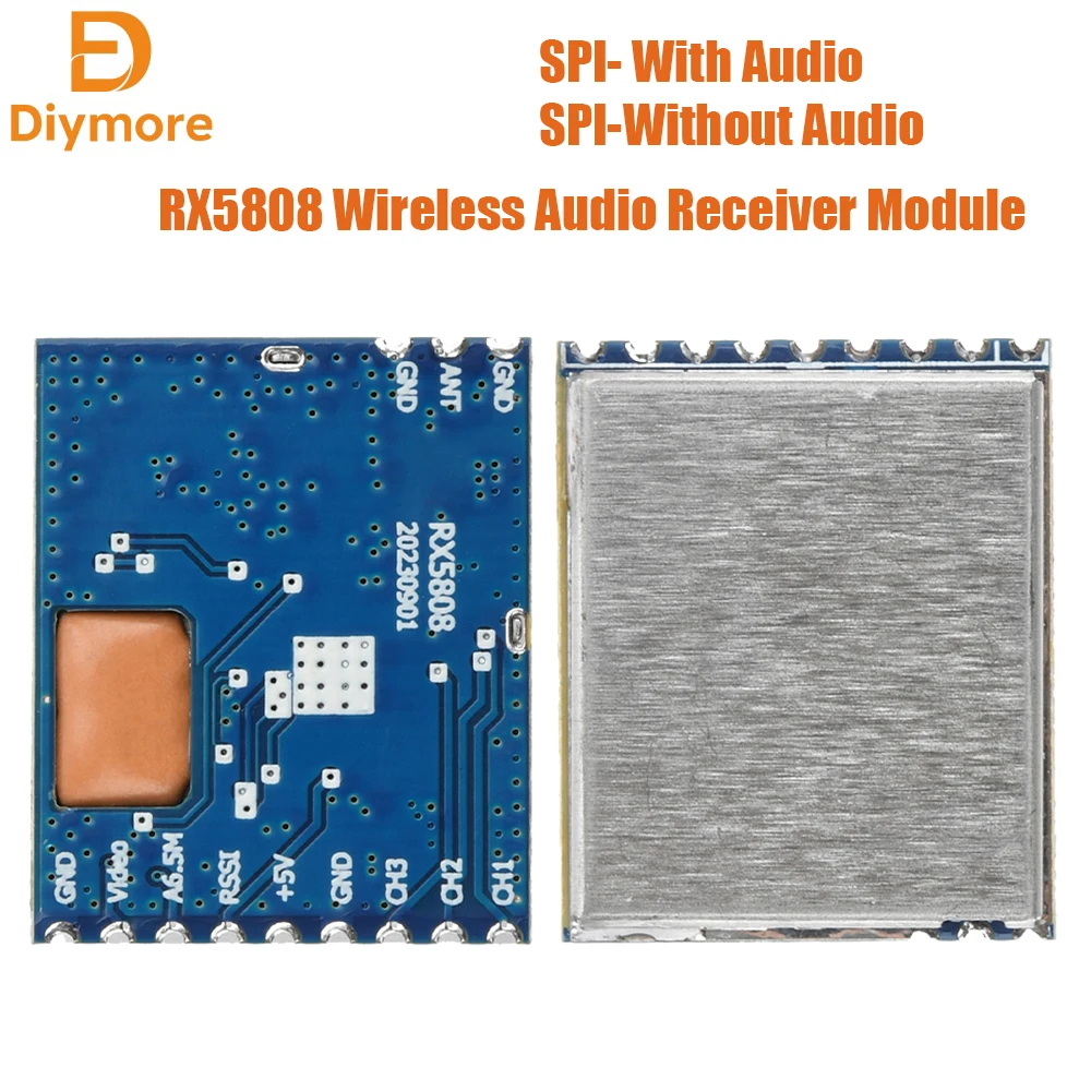 

RX5808 5.8G FPV Receiver Module Wireless Audio Receiver 4.8-6.0GHz SPI Control with -90dBm Sensitivity for Drone RC Helicopter