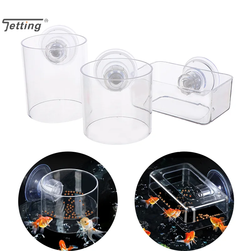 Fish Tank Feeding Ring Transparent Acrylic Rectangle Round Shape Aquarium Suspensible Feeder Fish Tank Floating Food Dispenser