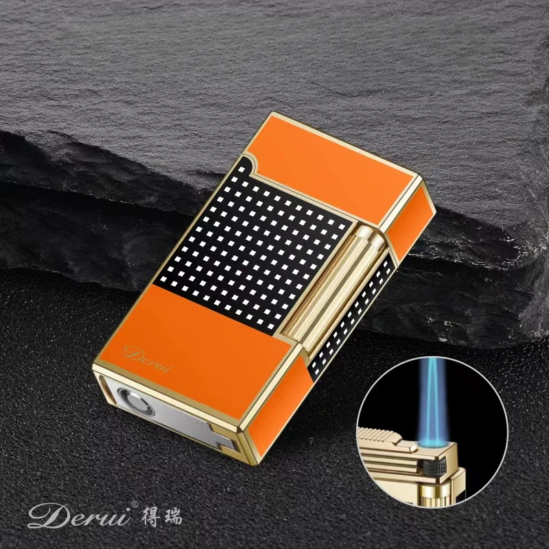 New Hot Selling Derui Lighter Creative Butane Gas Windproof Straight Metal Lighter Men\'s Fun Gift Toy Cigarette Lighter Tool