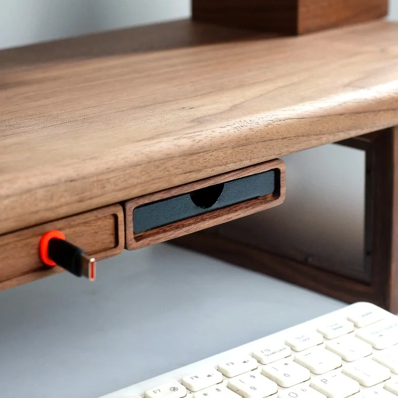 Modular Monitor Riser Accessories IPad Tablet Phone Stand Solid Wood Desktop Organizer Office Telescoping Desk Shelf System
