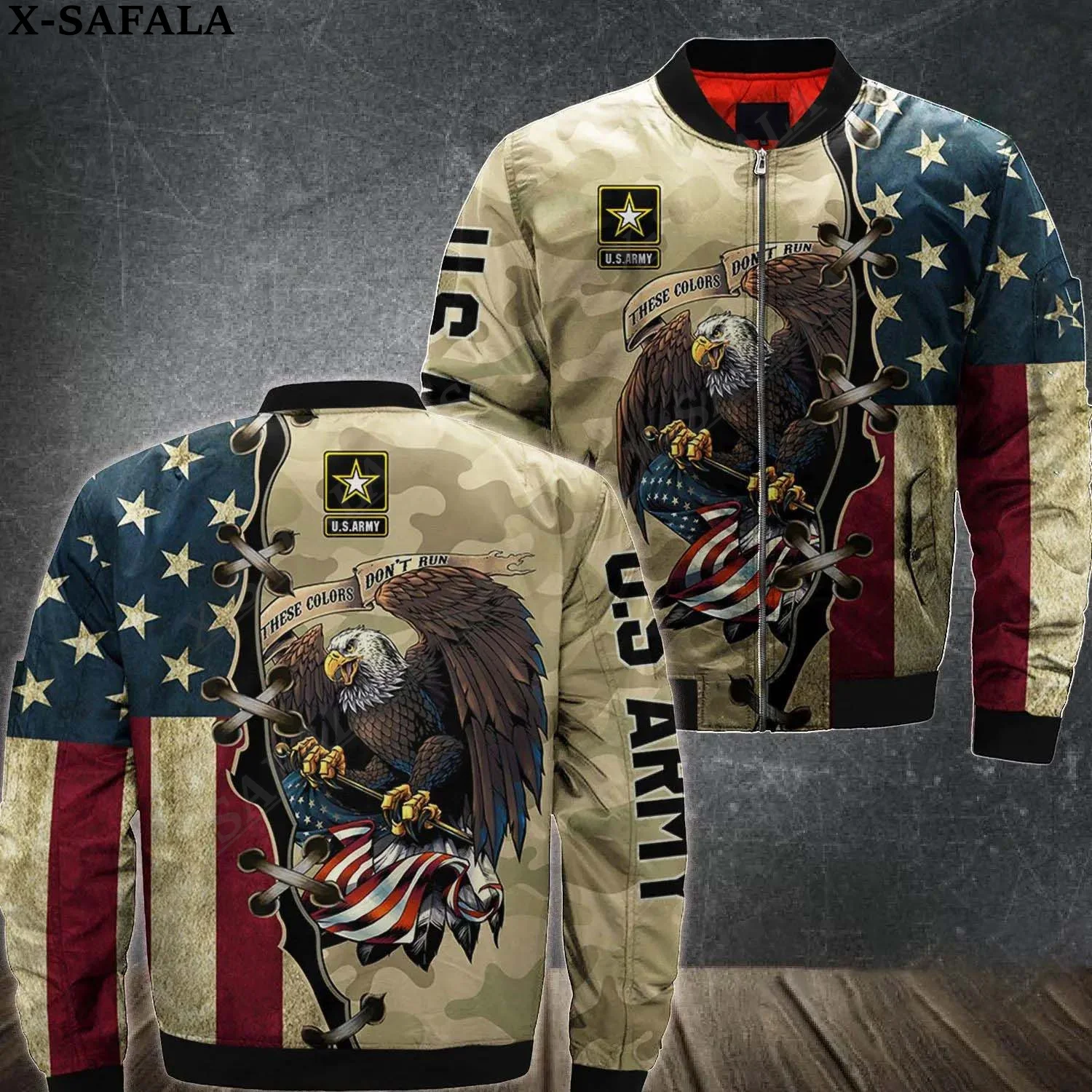 U.S Army Honour Veteran Skull USA Flag 3D Bomber Jackets Zipper Jacket Casual Thick Coat Unisex Harajuku Men Women Streetwea-7