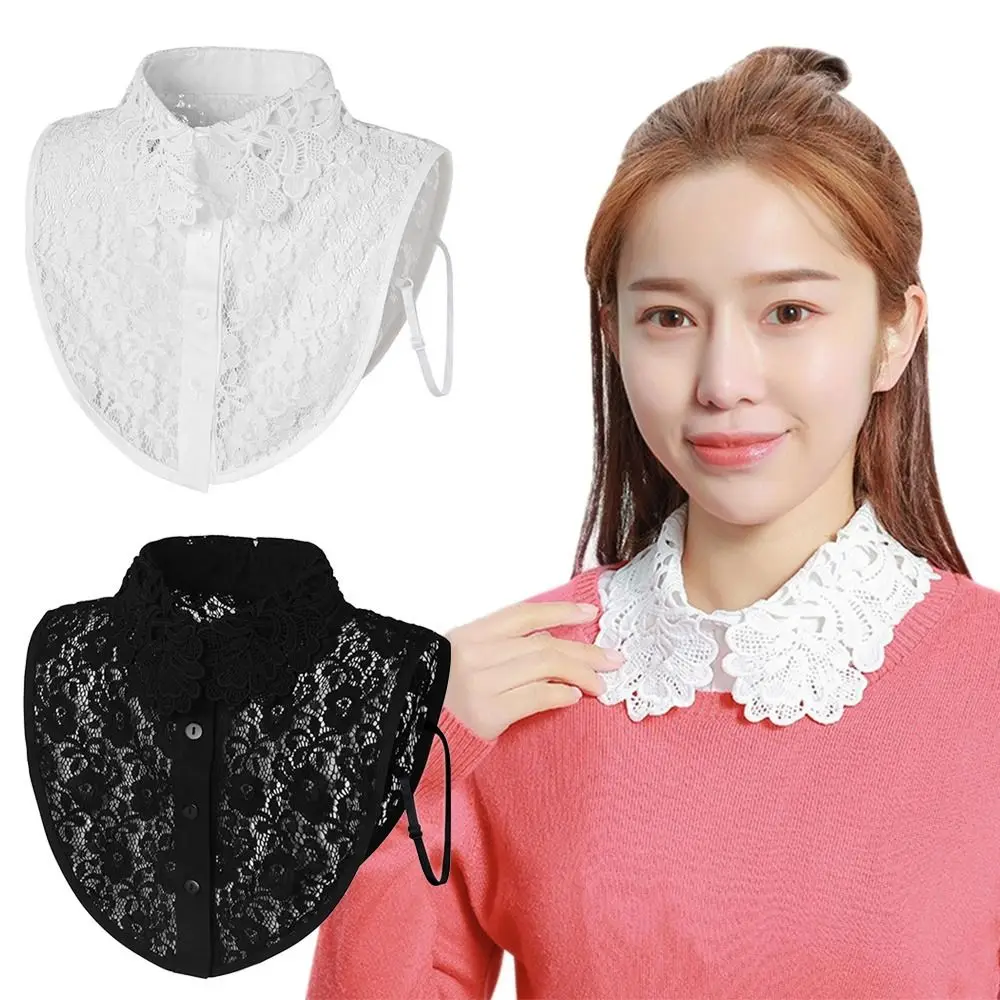 

Новая модная съемная кружевная воротничка-стойка белого и черного цвета для женщин и девушек, имитация воротника-поло