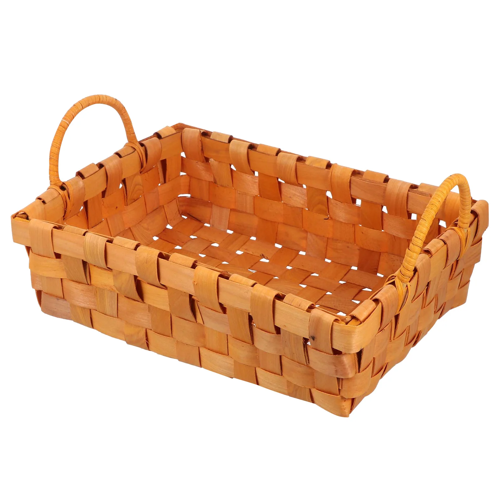 

1Pcs Double Handle Woven Basket Storage Container for Fruits Snacks Bread Sundries Organizer Weave Basket