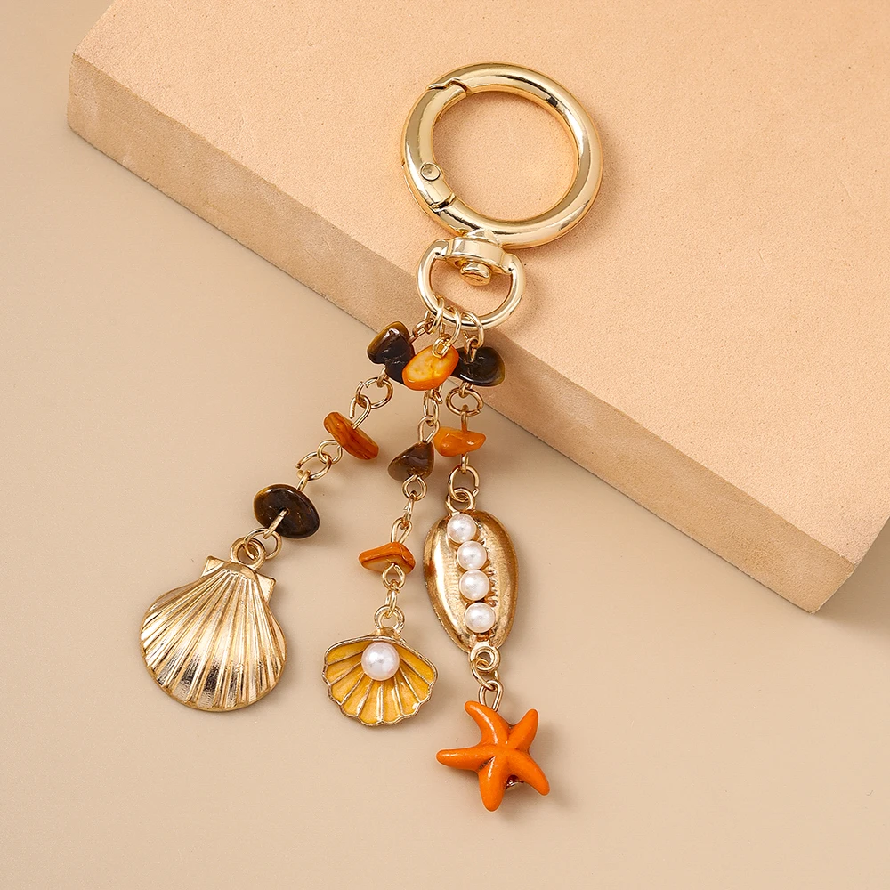 Aihua Niedlicher Schlüsselanhänger, bunt, Strand, Oktopus, Seestern, Muschel, Muschel, Schlüsselanhänger, Ketten, Meer, Souvenir, Geschenke für Frauen und Mädchen, DIY-Schmuck – Detail 3