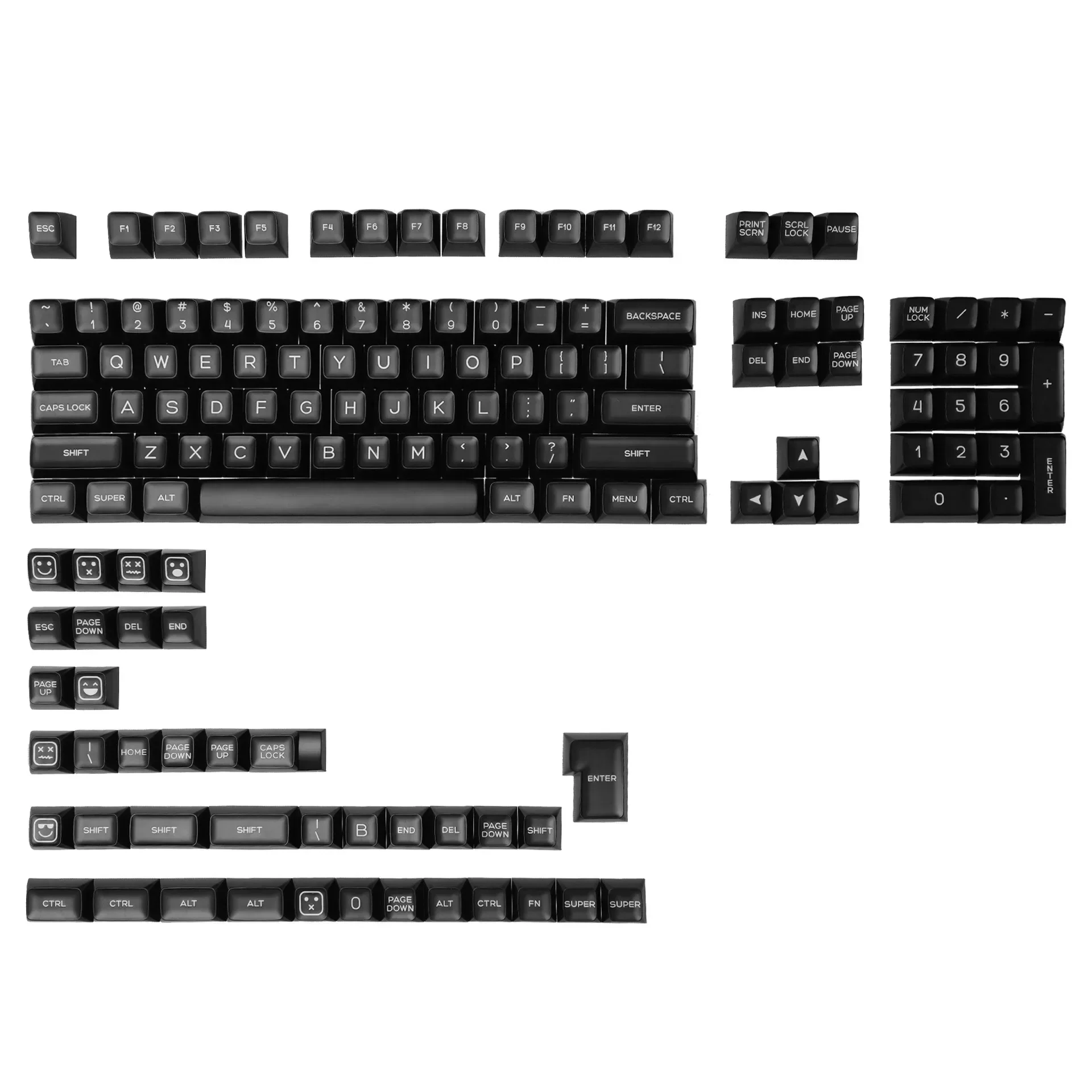 Han black jade SA sangat personalisasi moa transparan keycap 142 set lengkap Kecil