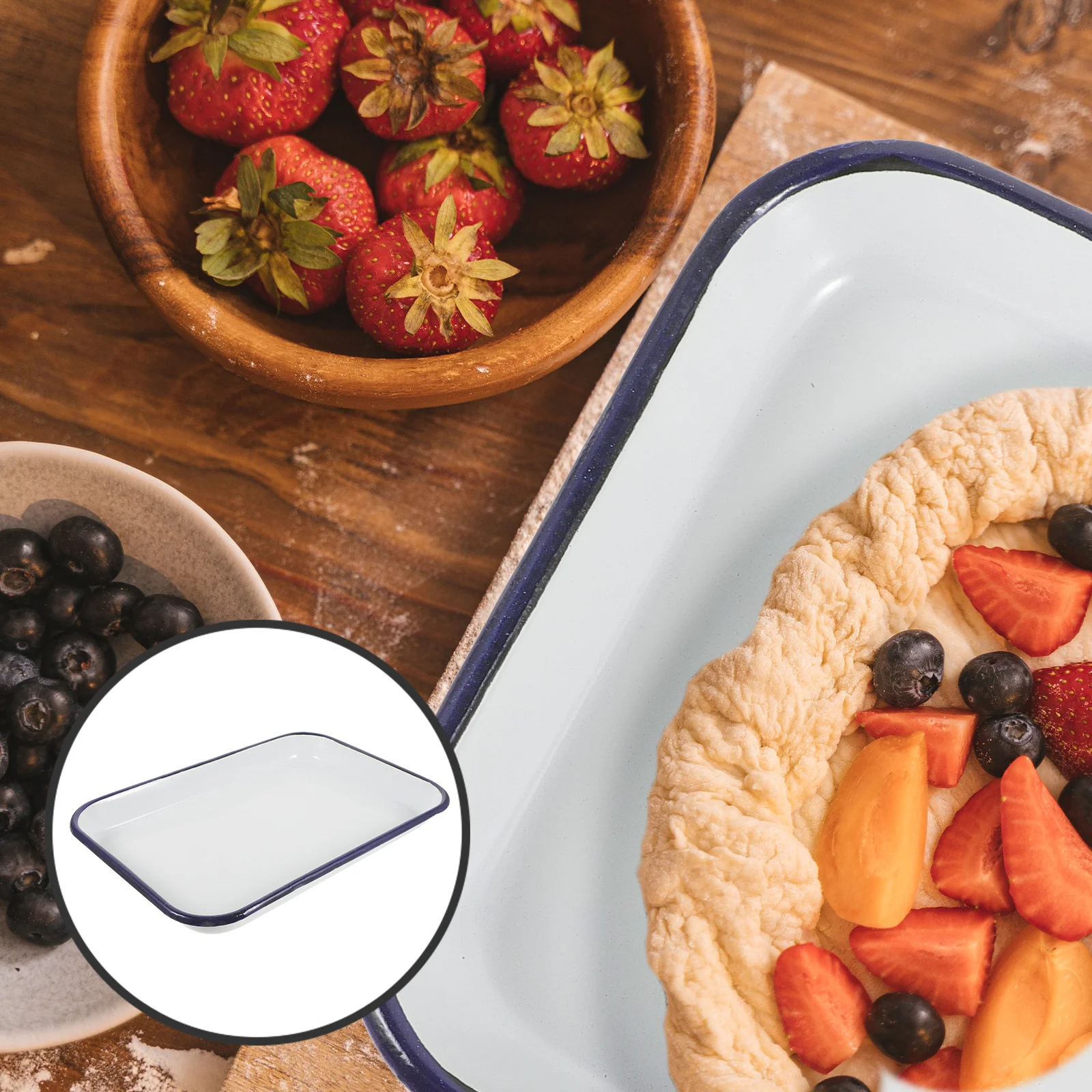 

Enamel Rectangular Baking Pan Household Food Grade Non Stick Roasting Tin Heat Resistant Oven Tray Pizza Pancake Baking Pan