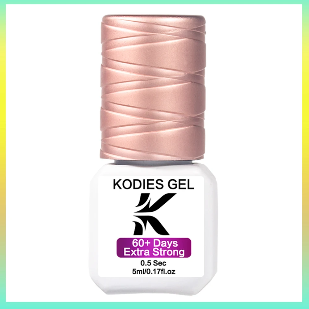 KODIES GEL 전문 속눈썹 접착제, 0.5 초 초강력 보존 방수 리프팅 속눈썹 접착제, 블랙 테이프 본드, 5 개