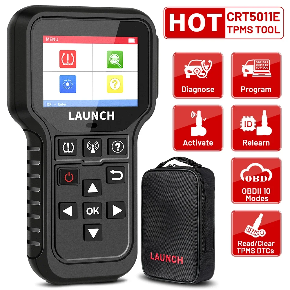 LAUNCH X431 CRT5011E TPMS Diagnostic Tool Tire Pressure 315MHz 433MHz Activation Sensor OBD Automatic Stationary Relearn Program