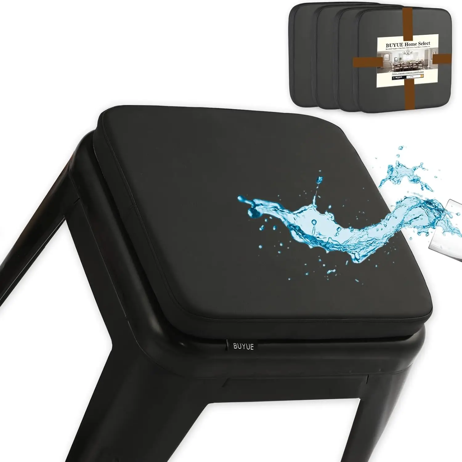 

Anti-Slip Magnetic Bar Stool Cushions Set of 4, Waterproof PU Leather Seat Pads for Metal and Wooden Stools