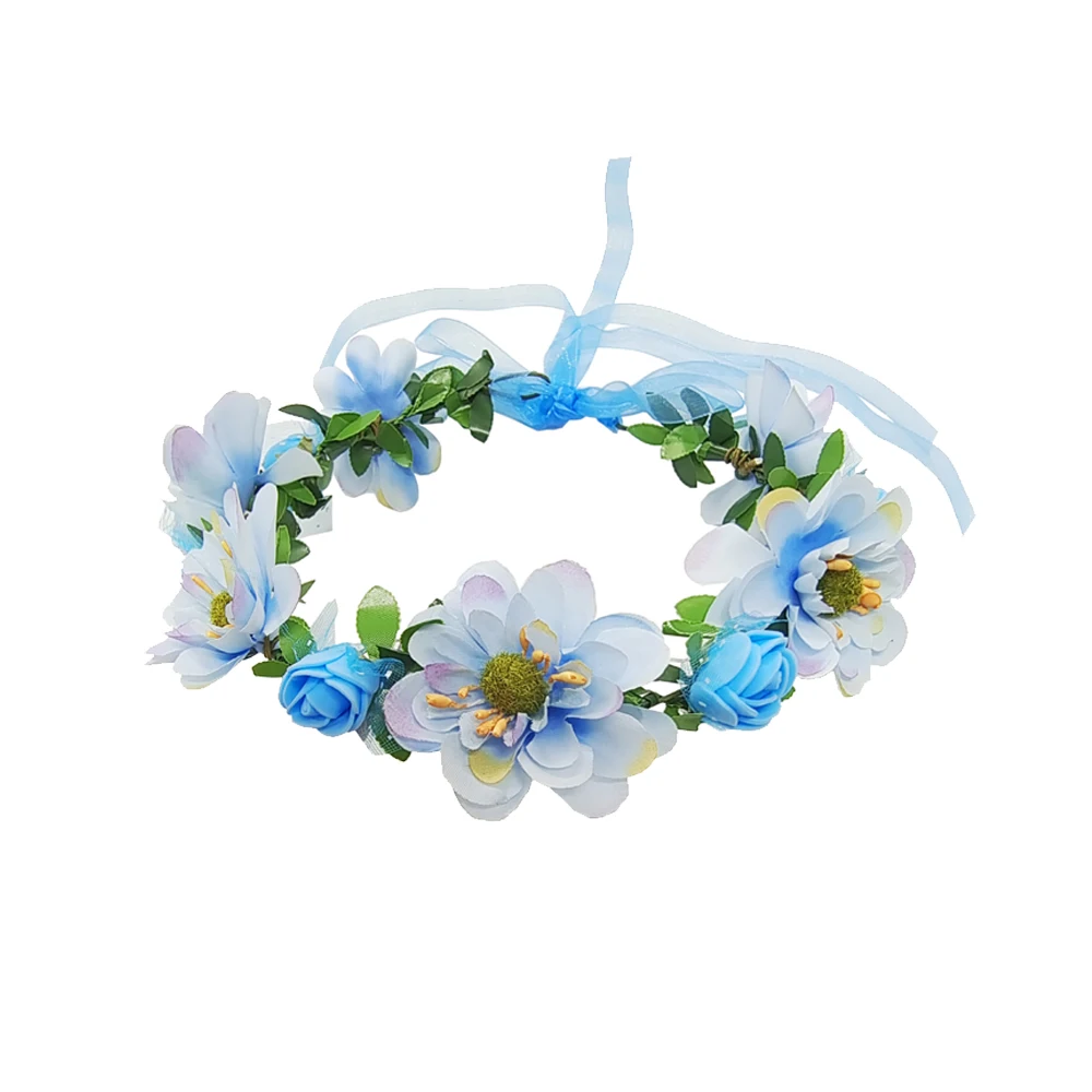 Blue Fairy Princess Dress Up Accessory Set With Flower Wreath Necklace Headband for Girls Halloween Birthday Party