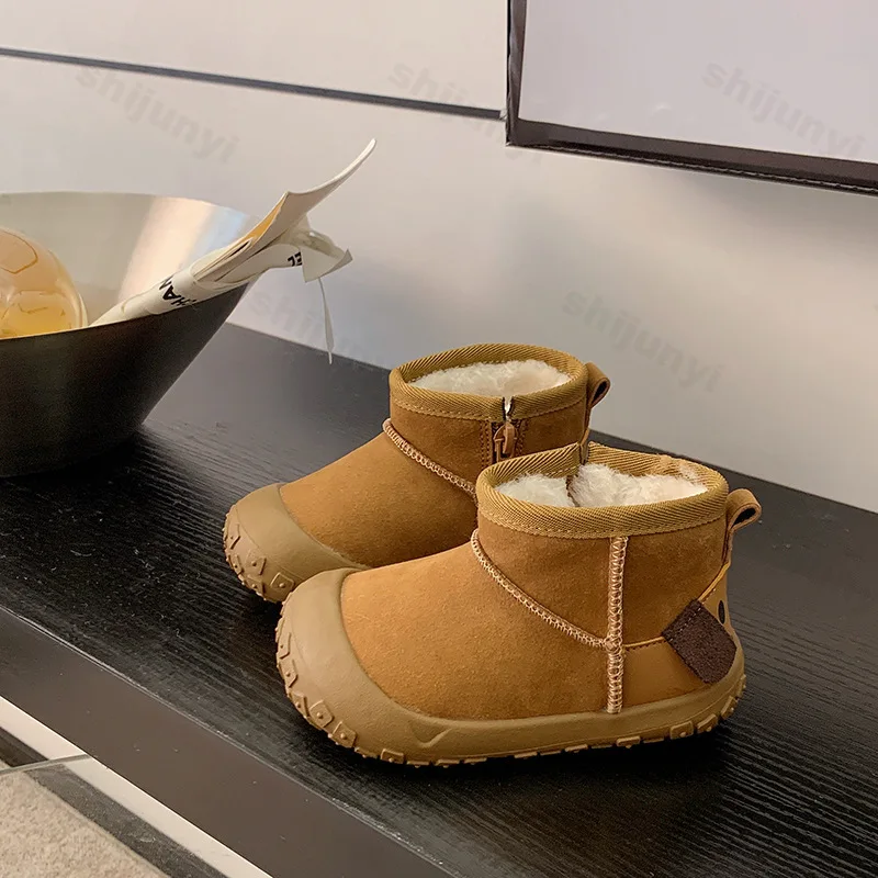 

Зимние детские зимние сапоги, теплые плюшевые ботинки, модная обувь на платформе для мальчиков и девочек, удобная нескользящая морозостойкая домашняя и уличная хлопковая обувь