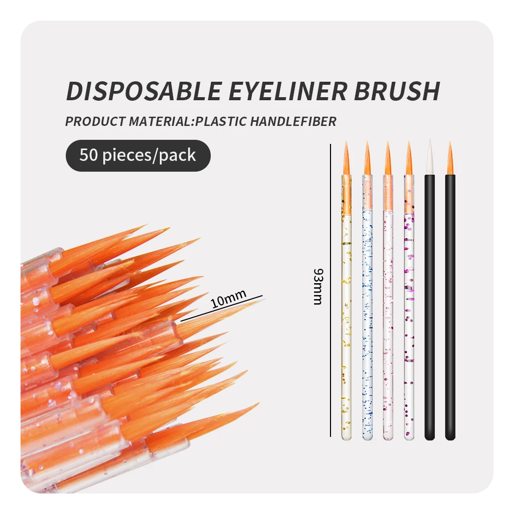 GLAMLASH 50Pcs Disposable Eyeliner Brush Eye Shadow Eyeliner Wand Cosmetic Brush Eyelash Extension Women Beauty Makeup Tool