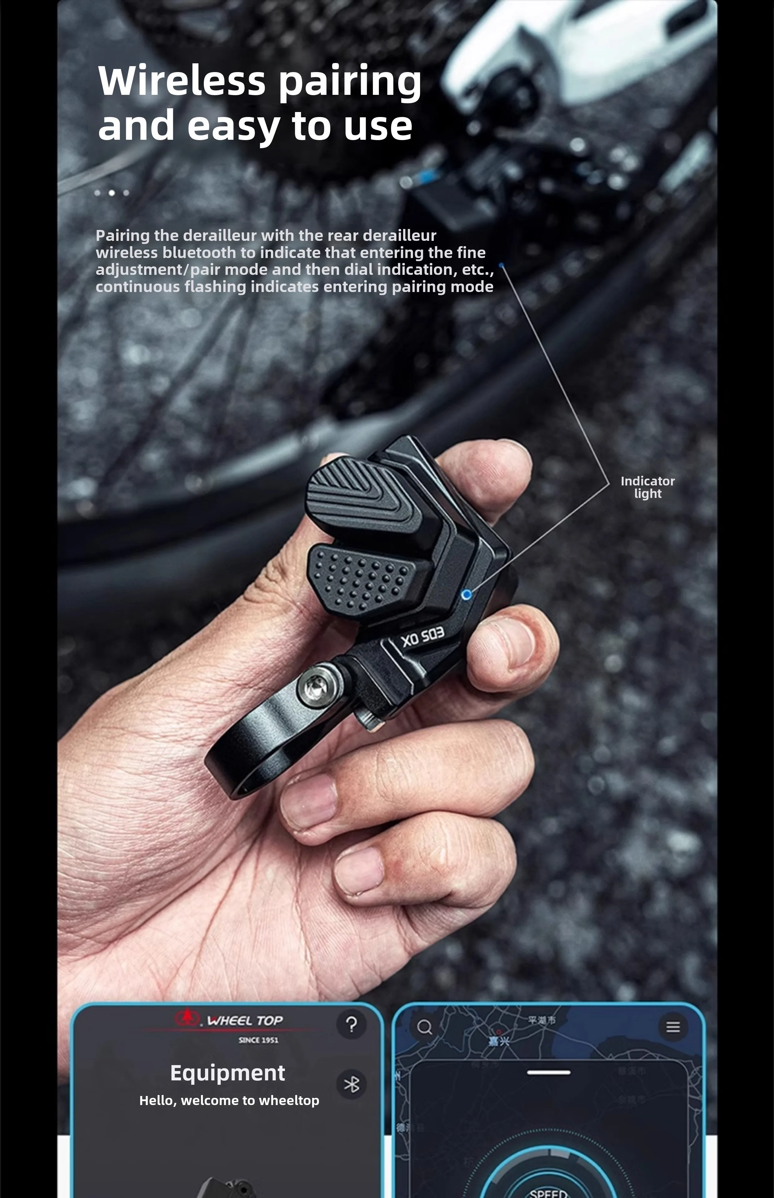 

Wheel top EDS OX2.0 mountain bike, flat bar gravel groupset, wireless electronic gear 7-14 speeds customizable connectivity