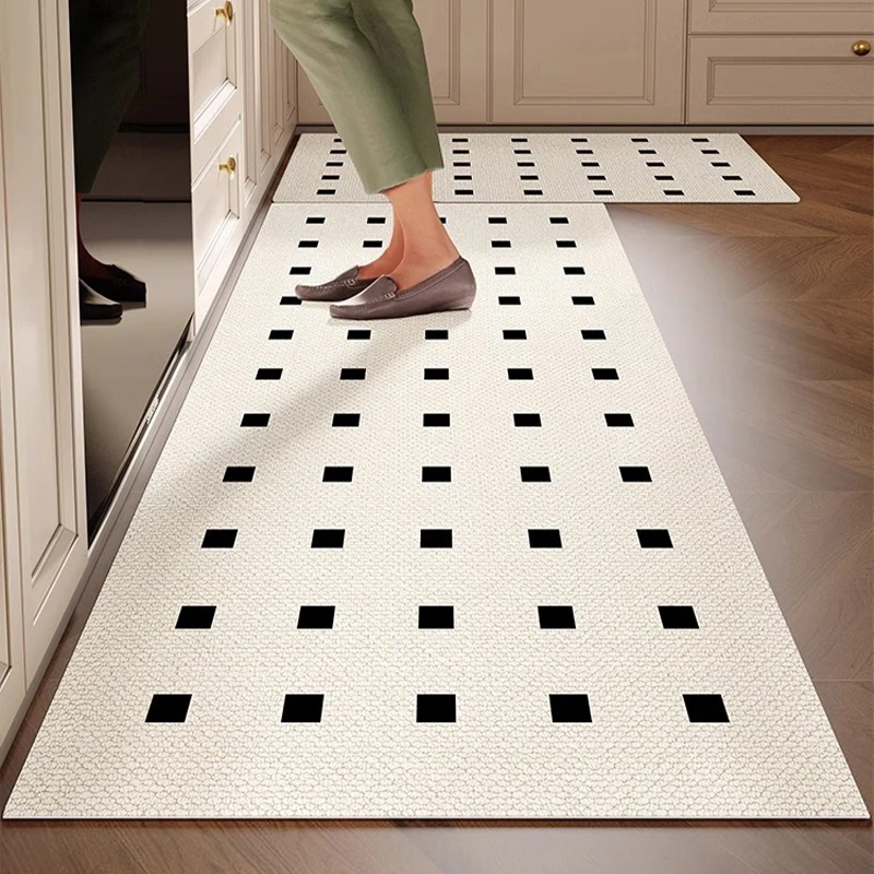 Kitchen Floor Mat Pvc Leather Non-slip Carpet Waterproof Oil-proof Foot Mats Long Strip Modern Style Home Decoration Rug 주방 카펫