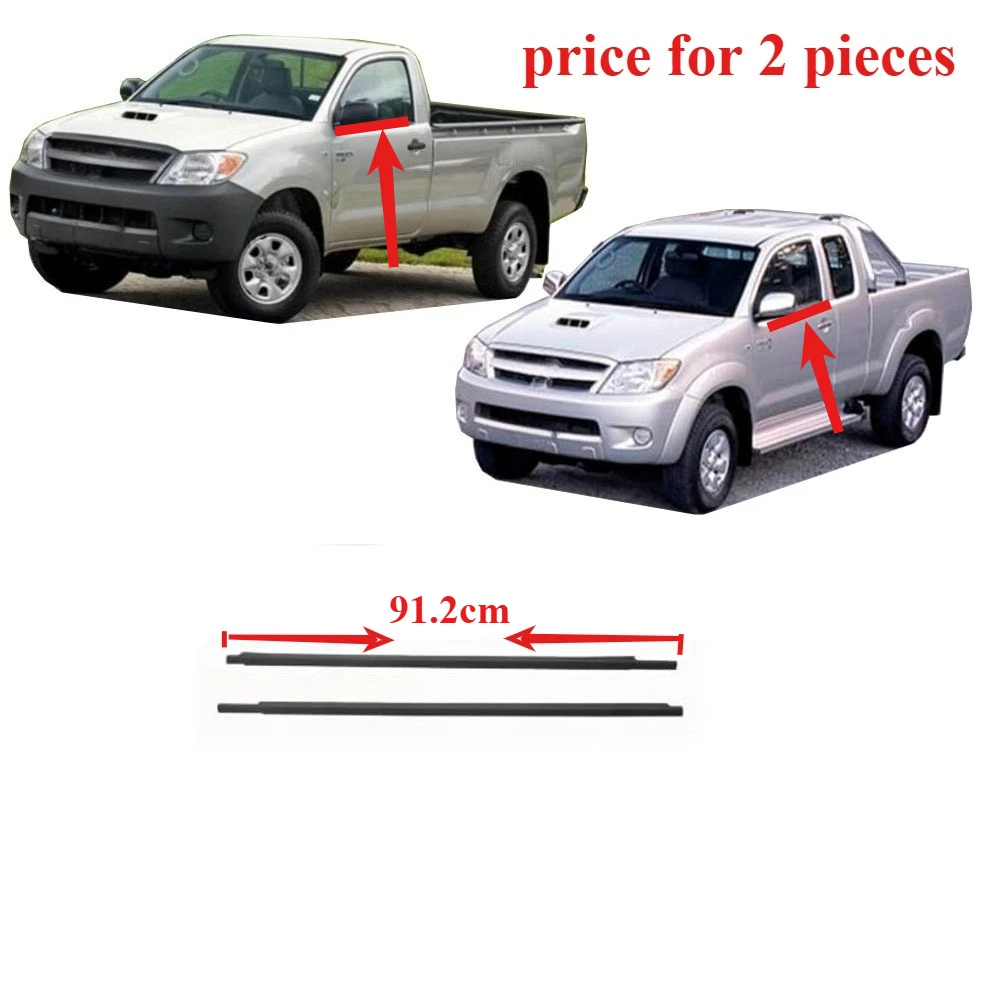 2 Pieces 2 Doors Outside Windows Glass Rubber for Toyota Hilux 2005-2014 Moulding Belt Line Seal 68161-0K020