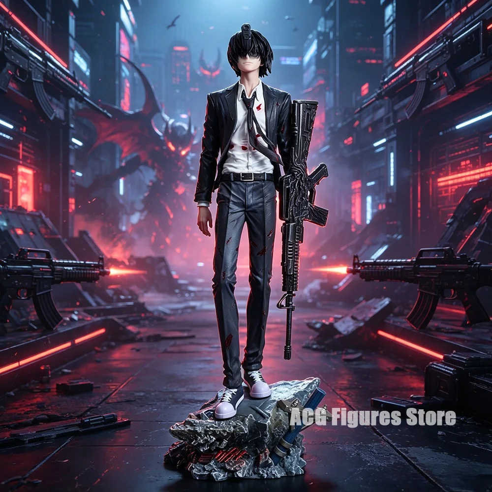 

31cm/12.2in Anime Chainsaw Man Figure Gun Fiend Action Figures Pvc Statue Desktop Ornamen Collection Model Toys Gifts