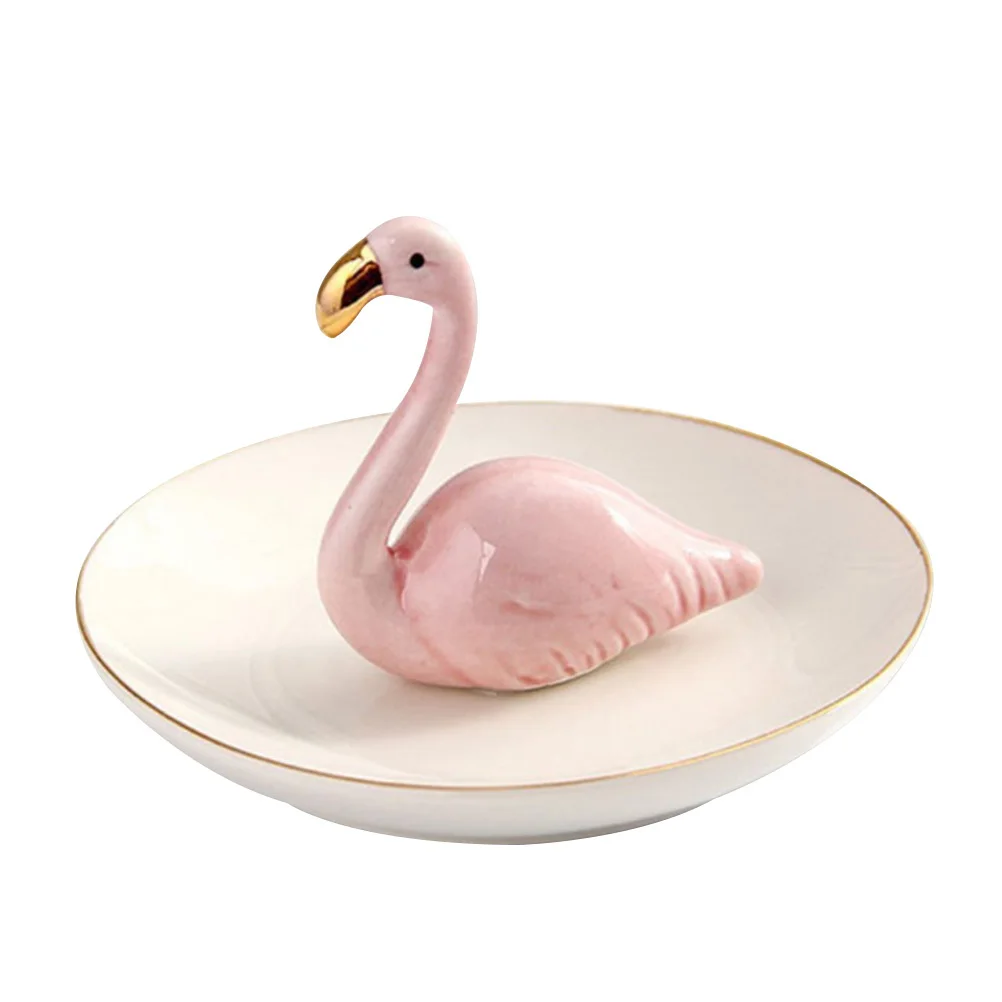 

Flamingo Jewelry Tray Creative Ceramic Storage Plate for Jewelry Organization Desktop Decorative Holder Gift for Her