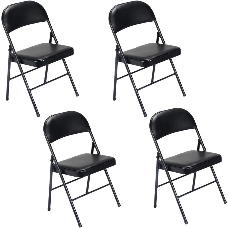 

4 Pack Black Folding Chairs with Padded Cushion and Back for Outdoor Indoor Portable Stackable Commercial Folding Chair