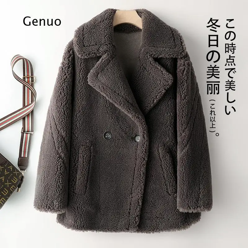 Women's Wool Fleece Coat Medium Long Winter Warm Teddy Bear Outerwear Casual Elegant Jacket for Daily Work Travel