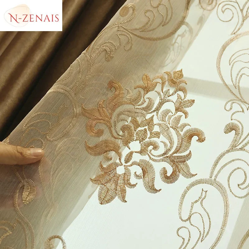 European Luxury Curtains for Living Room Blackout Valance Tulle Thickened Flannel Villa Bedroom Dining Room High Quality Custom