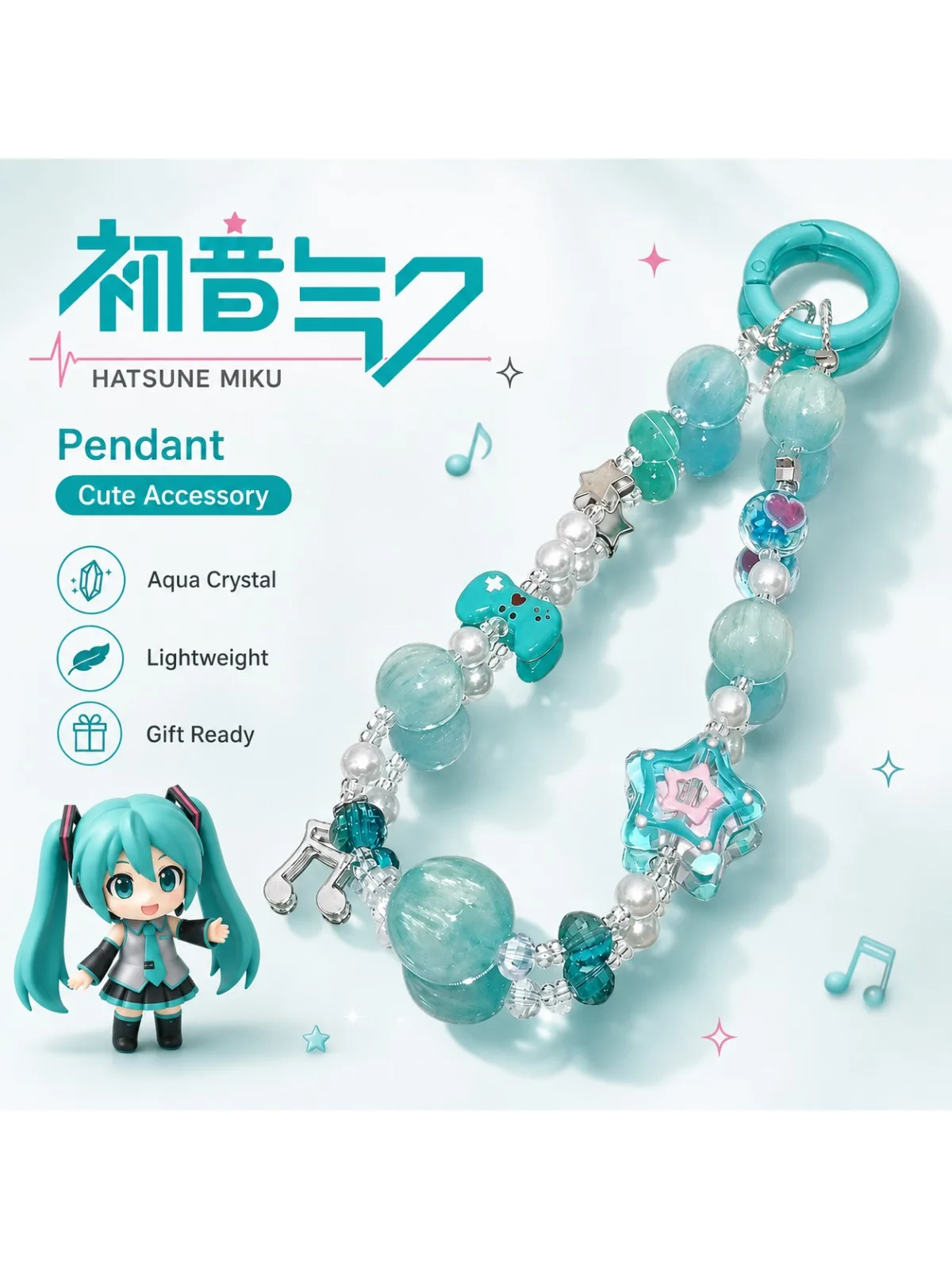 Hatsune Miku Handy-Anhänger Niedlicher Cartoon-Handyriemen Anhänger für Handyhülle Tasche Schlüsselanhänger Deko Geschenk