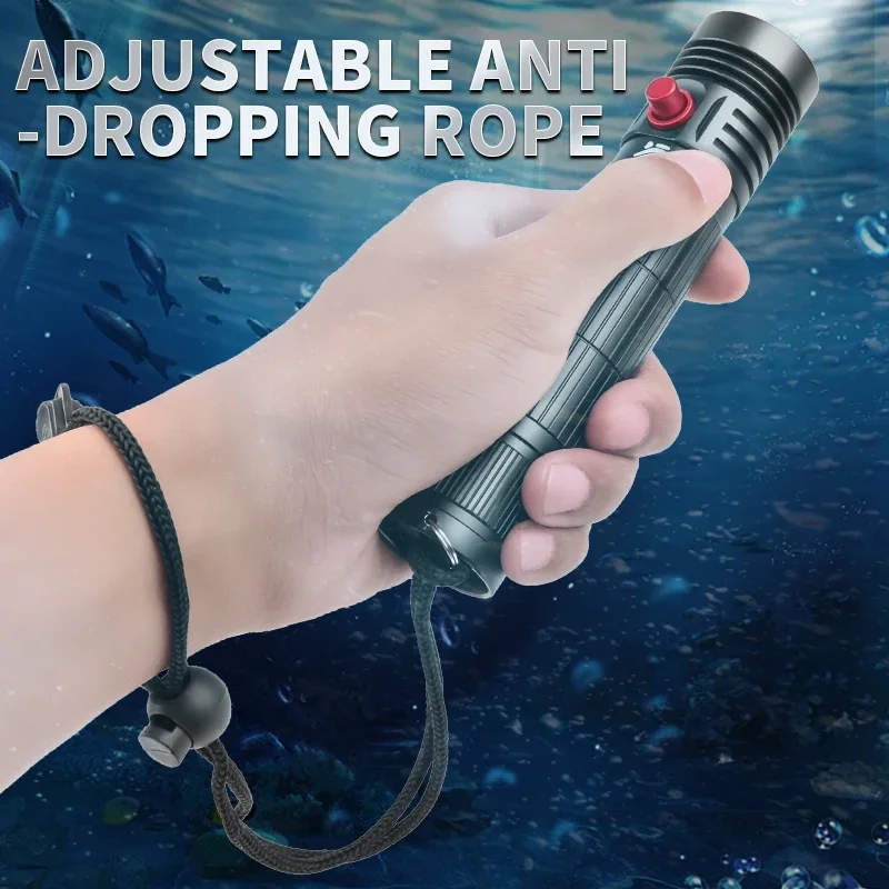 2000mah Professional Diving Flashlight High Powerful Underwater Flashlights IPX8 Waterproof Underwater Lantern Fishing DiveTorch