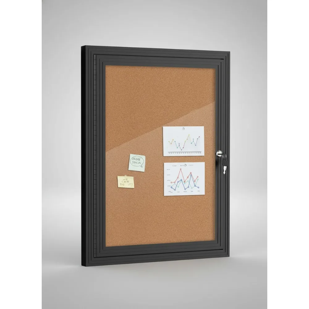 

26x20 Lockable Weatherproof Cork Bulletin Board, Outdoor Aluminum Notice Board for School Office Home