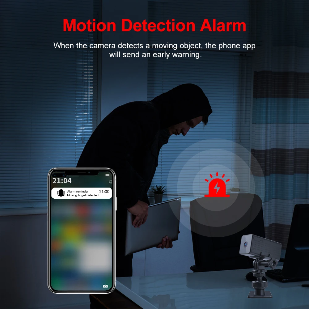 Wireless Remote Monitor Camera, WiFi, Mini Cam, Micro Cam, Tiny IP, Indoor Video Recorder, 1080P, WD9-A - view 5