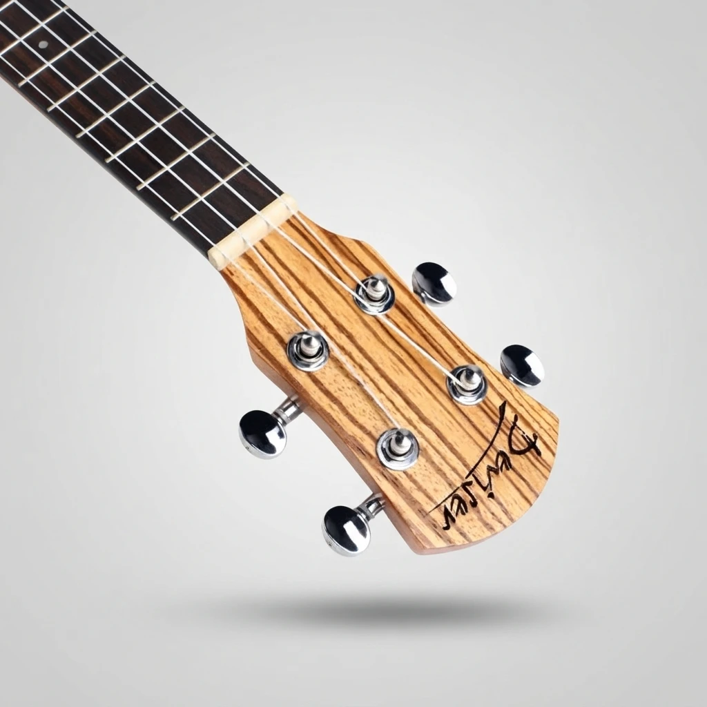 Unified Zebra Grain Soprano Ukulele, Full Striped Body, 4 Strings, Silver Closed Tuners, Decorative Rosette for Beginners