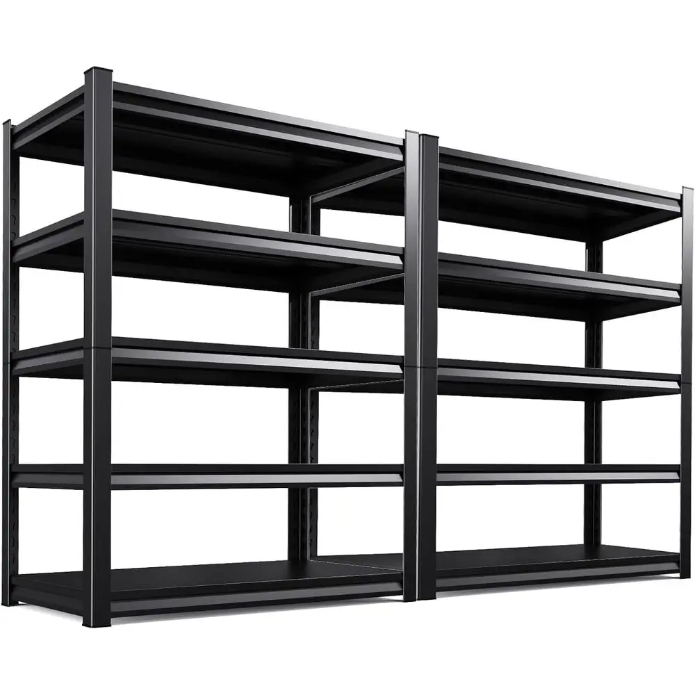 5-Tier Heavy-Duty Garage Shelving, 3000 lbs Capacity, Adjustable Metal Storage Racks, 72H x 59W x 19.7D, 2-Pack