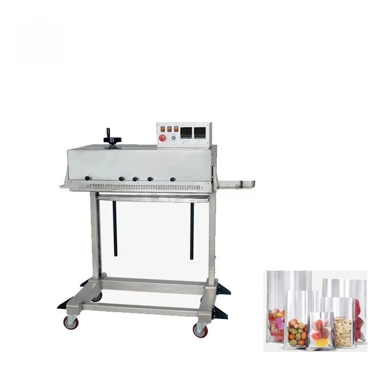 Desktop Continuous Induction Sealler Food Packer Vertical Band Heat Sack Aluminum Foil Plastic Coffee Bag Sealing Machine