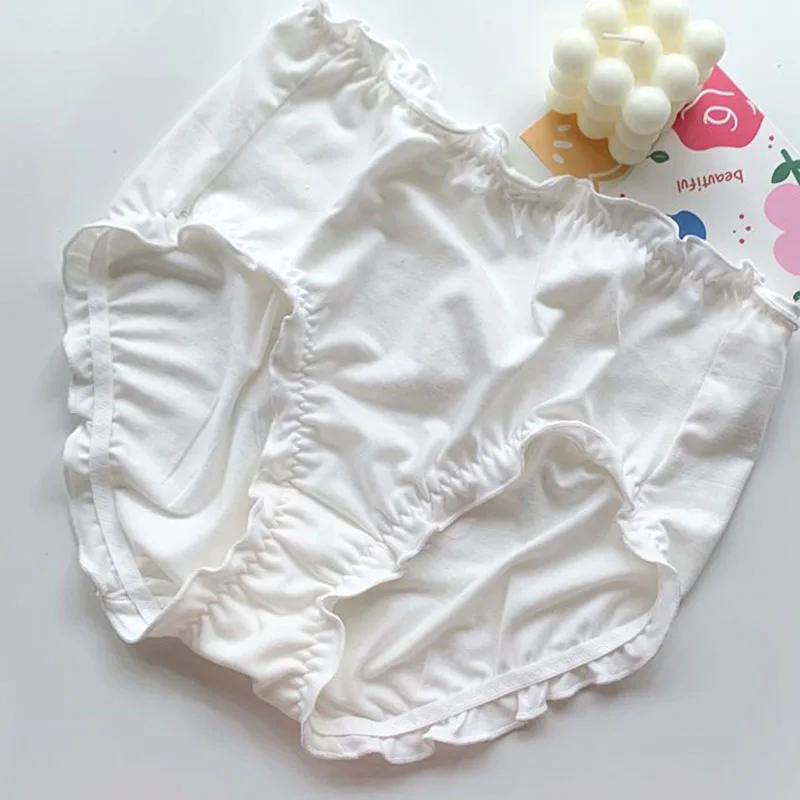 ملابس داخلية نسائية من القطن الخالص ABDL مقاس كبير سراويل داخلية عالية الخصر بحافة مكشكشة ملابس داخلية رفيعة للفتيات مطبوعة بشكل لطيف ملابس داخلية سيسي