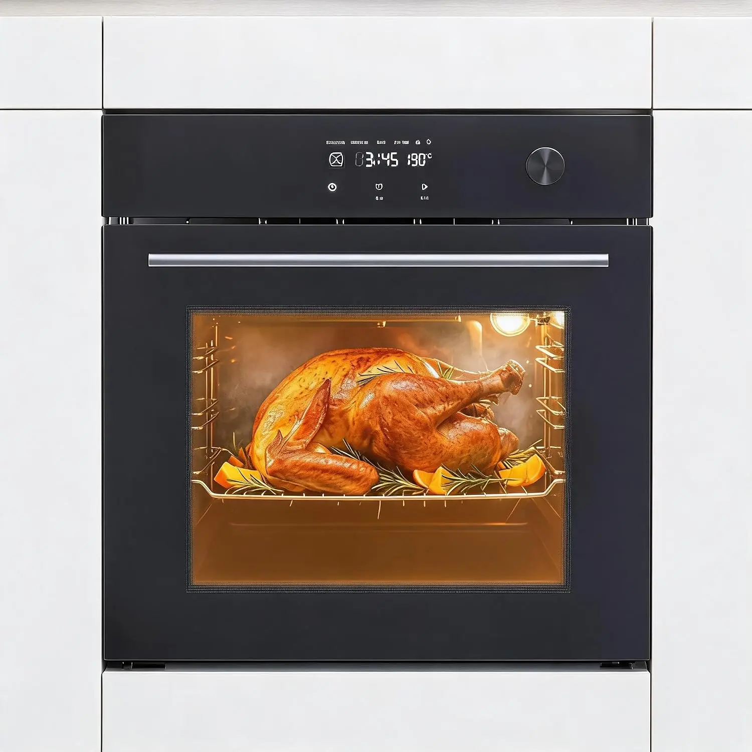 TWISTER.CK Stainless Steel 24" Built-In Single Wall Oven – 2.5 Cu.Ft Convection Oven, Touch Screen & Triple-Layer Glass Door, 240V 3000W, Fast Preheating