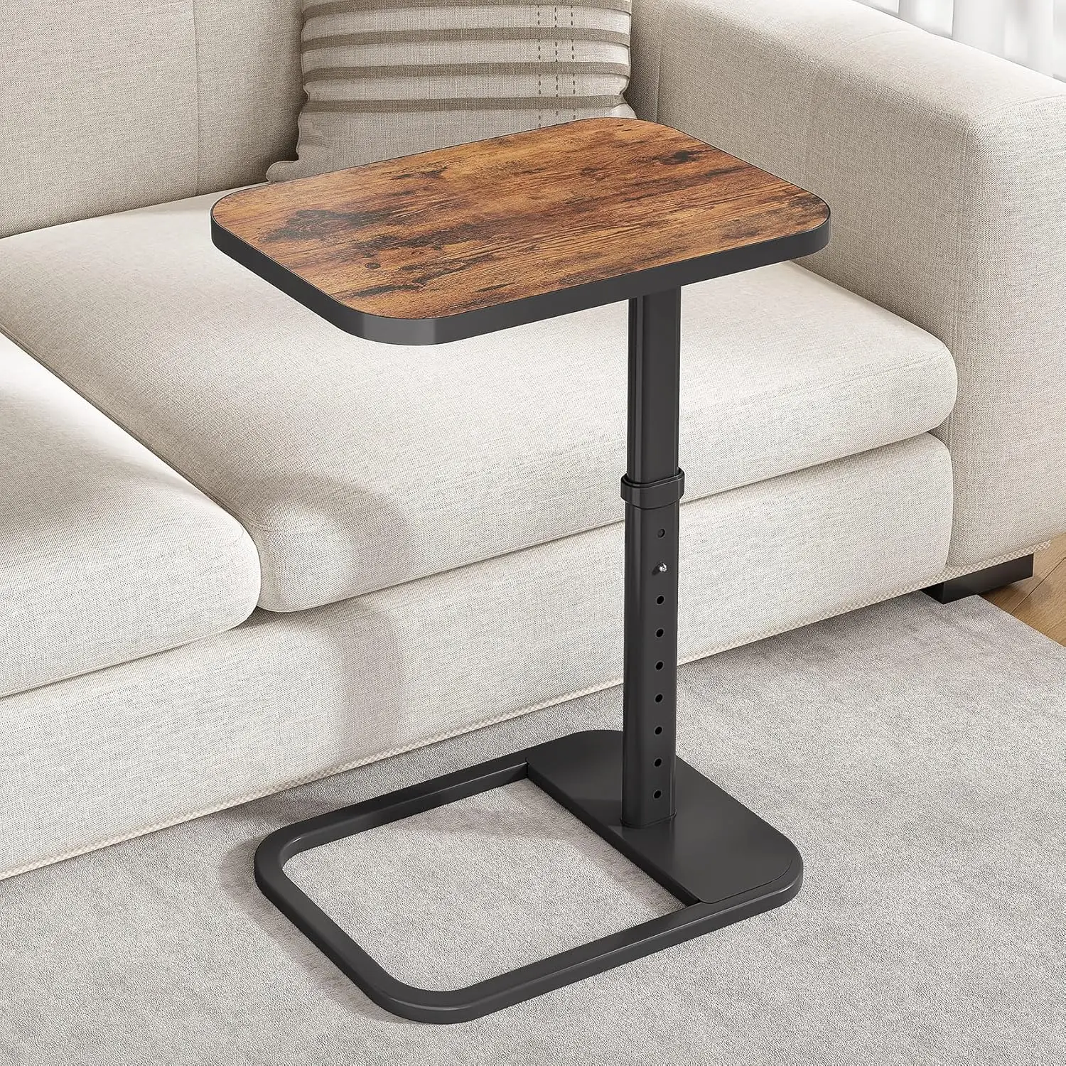 

TV Tray Table Adjustable Height & Flip-Top & Rounded Metal Corners Snack Table for Couch, Sofa Bed Chair Living Room C Shaped