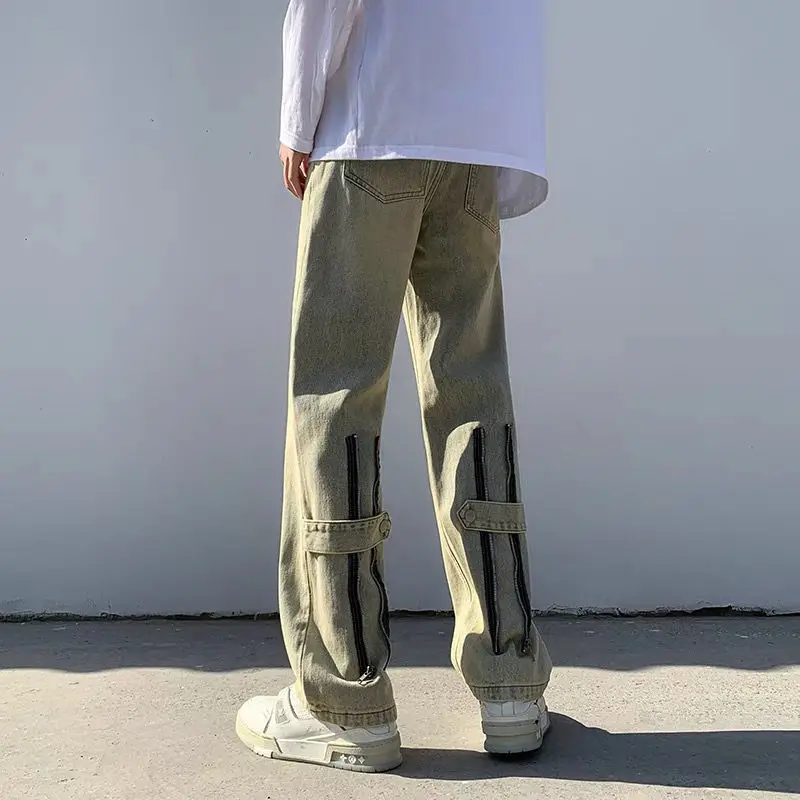 

Trousers Straight Man Cowboy Pants with Pockets Jeans for Men Soft 2025 Korean Autumn New in Y 2k Vintage Original Denim Cotton