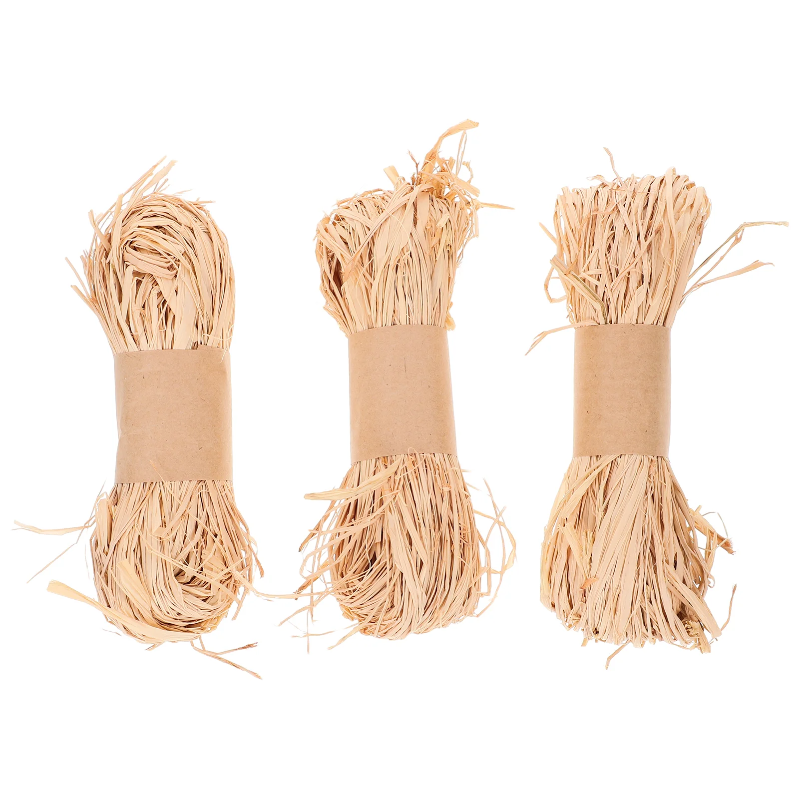 3 Bundles Natural Raffia Straw Bale Basket Weaving Supplies Shredded Filler Ribbon for Flower Bouquet Manual Gift Packing