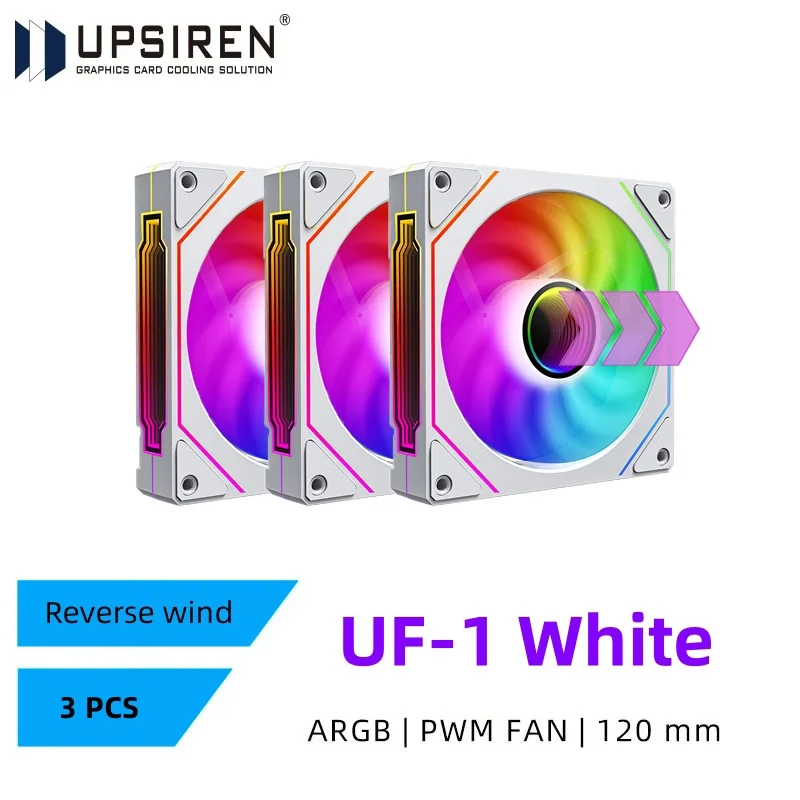 UPSIREN UF-1 PRISM 4 PRO Computerchassisventilator 12 cm ARGB 4-pins PWM Stille koelventilator 12 V Groot luchtvolume 45,2 CFM/600-1500 RPM