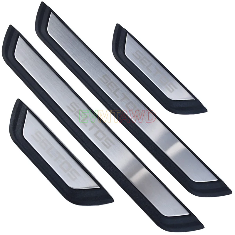 For Kia Seltos Accessory 2020-2023 2024 Stainless Car Door Sill Scuff Plate Kick Entry Guard Pedal Protector Cover Trim Styling