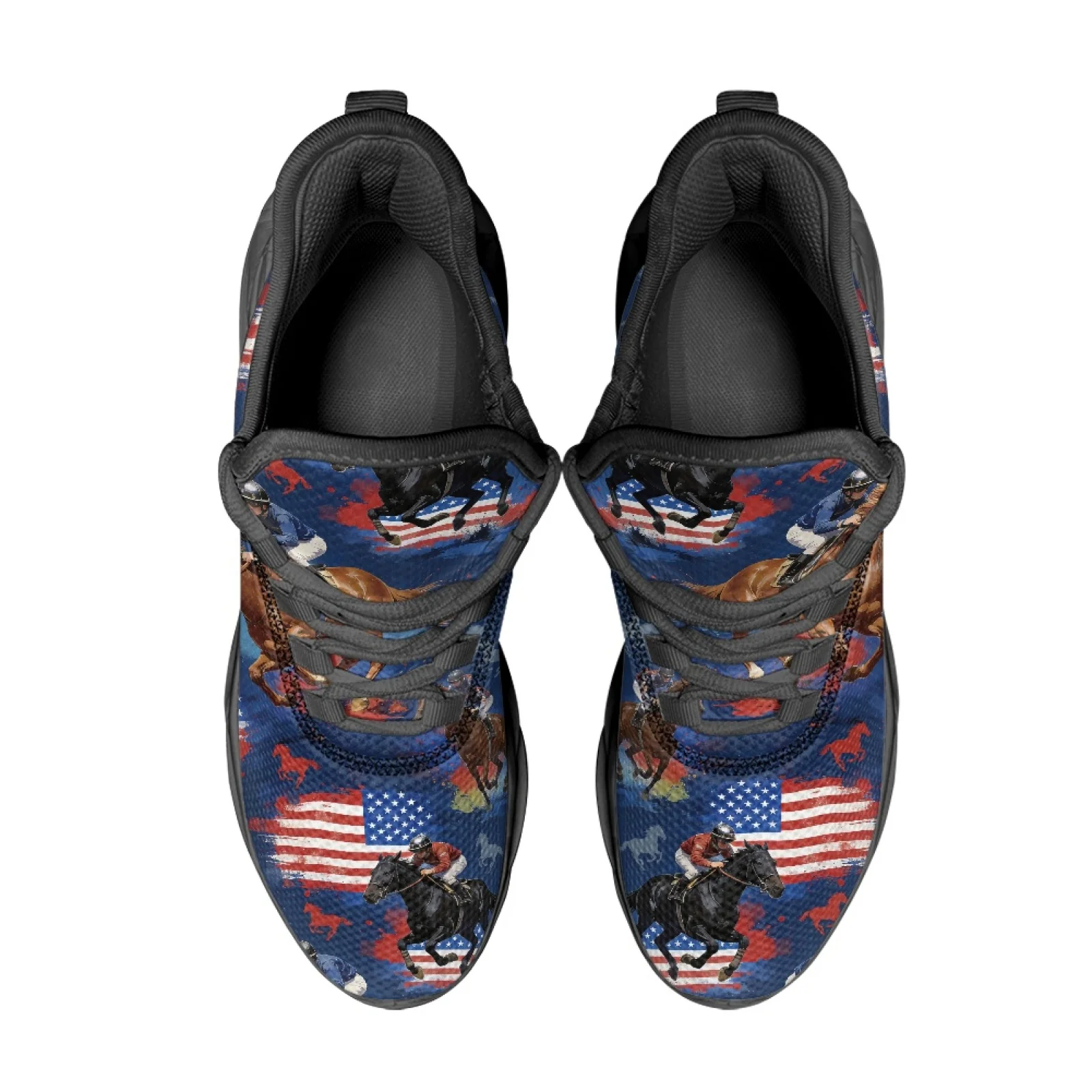 PENSTROLL Non Slip Athletic Sneakers Casual Mesh Running Shoes for Workout Adults Horse Racing Flag
