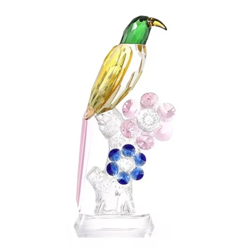 High quality crystal bird statue collection bulk glass decoration statue transparent crystal animal home decoration