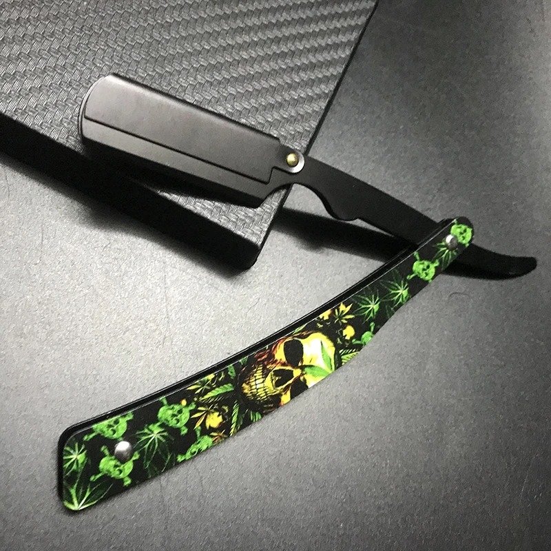 Navalha de barbeiro dobrável barbeador profissional borda reta aço inoxidável manual raspador barbeiro navalha