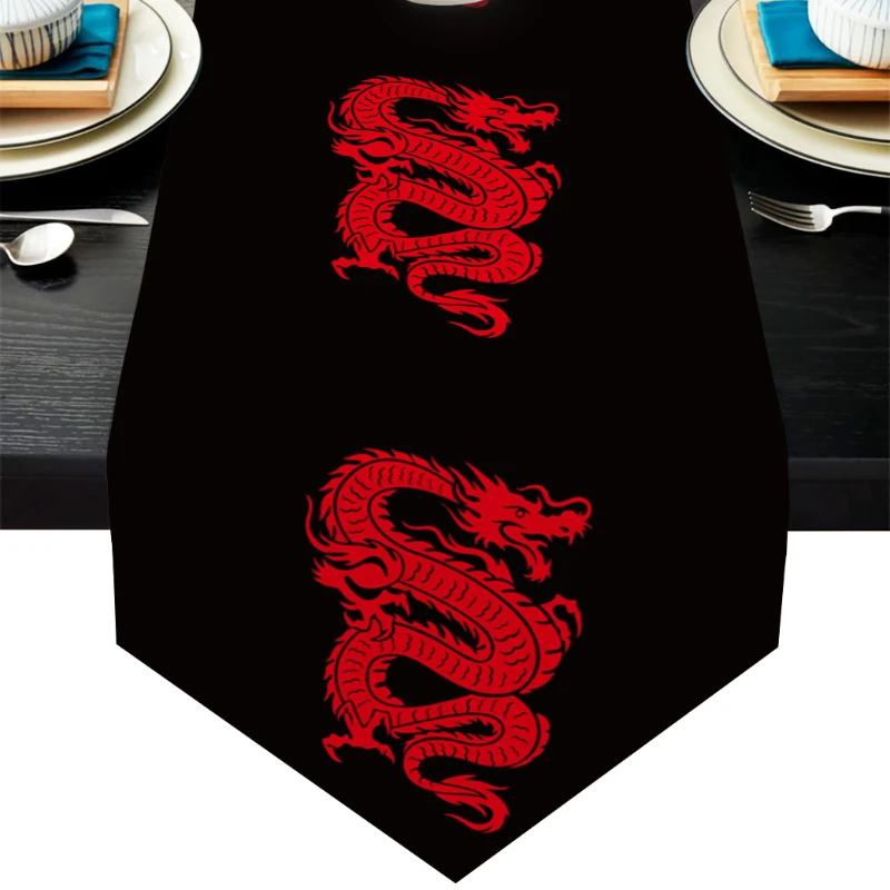 Red Dragon Dragon Claw Art Modern Table Flag Home Table Party Decoration Linen Table Flag Indoor and Outdoor Wedding Tablecloth