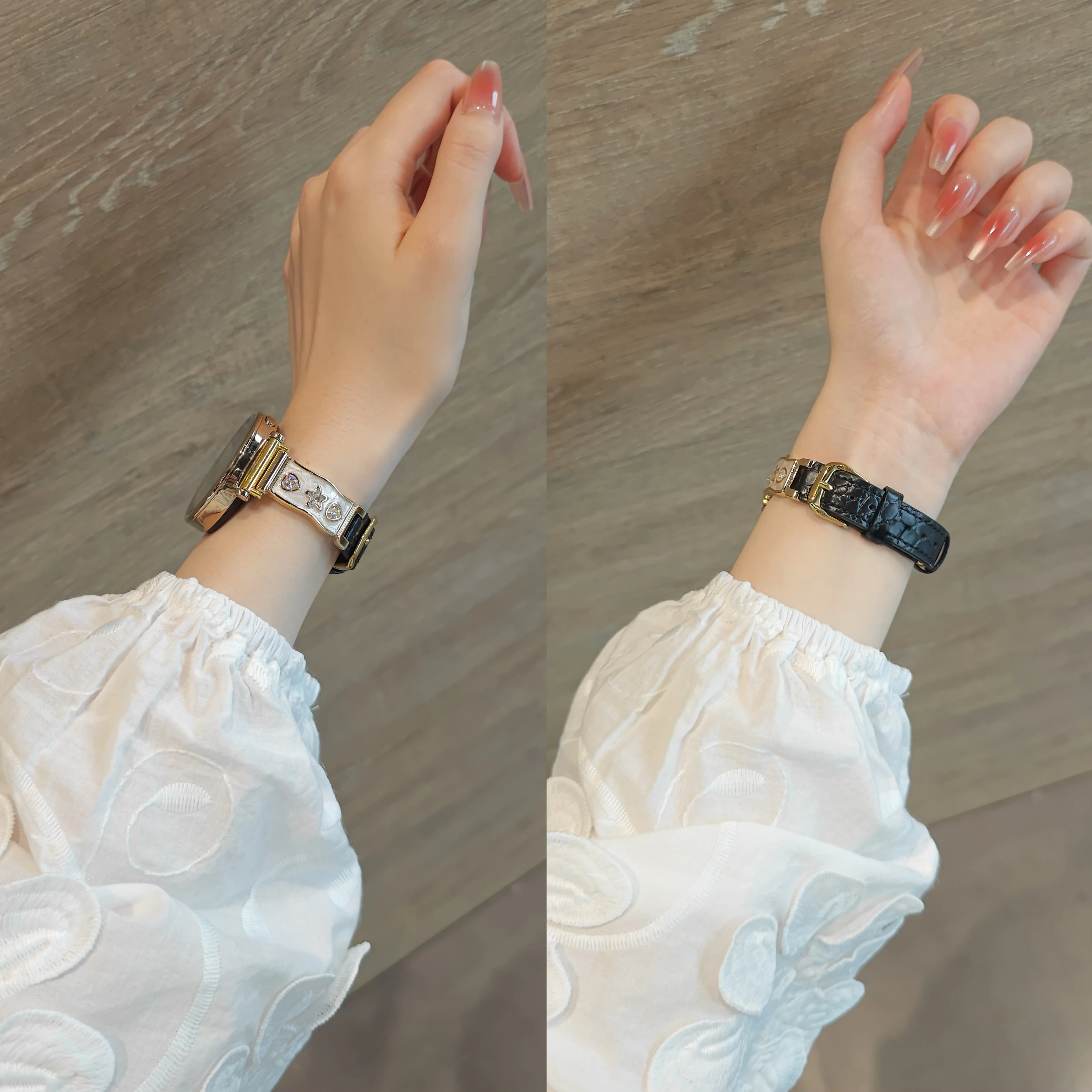 

Litchi patterned leather metal suitable for HW Watch Fit3/Fit4 straps and HW Band 8/9/10NFC handmade straps