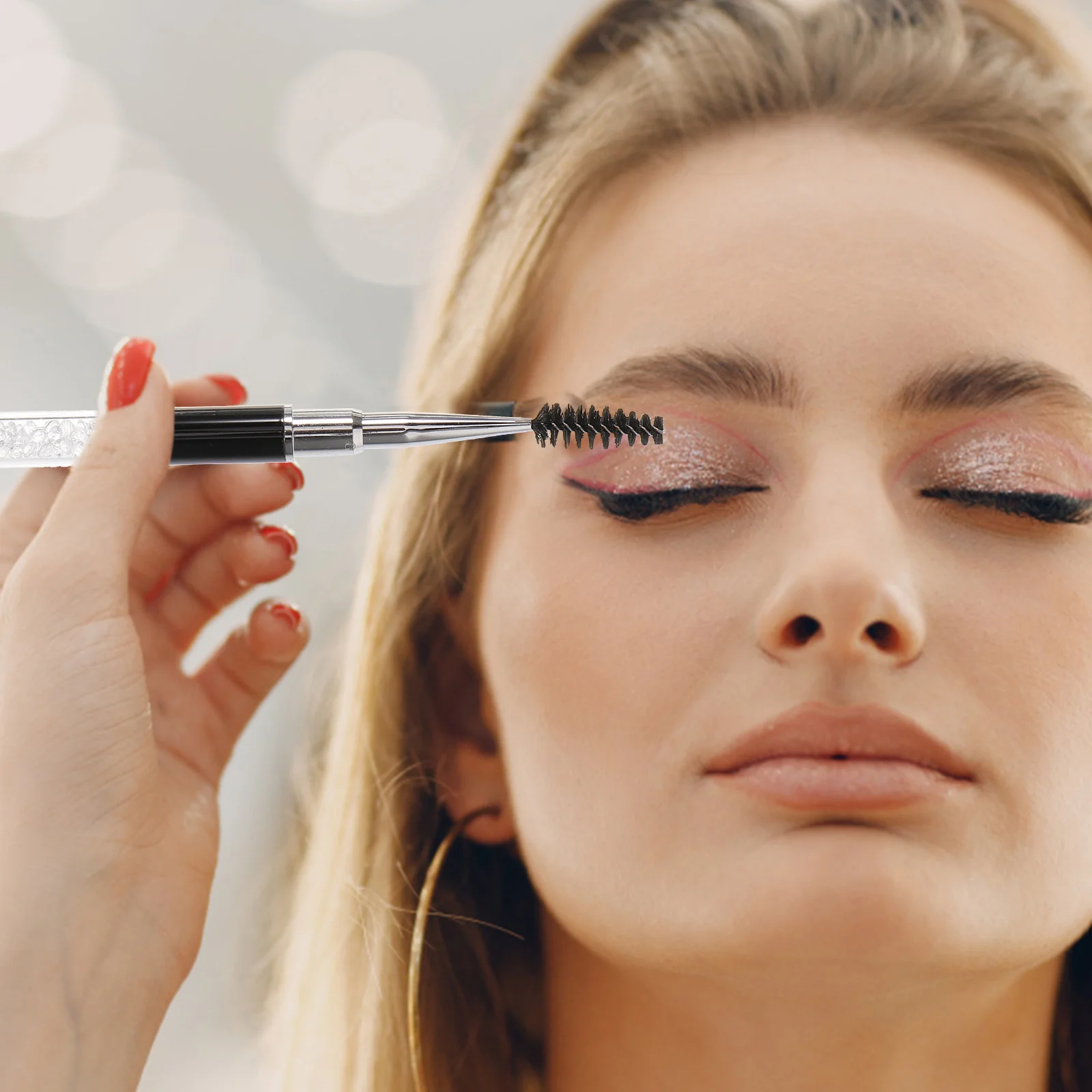 2 個まつげブラシアプリケーターポータブルマスカラワンドまつげコーム旅行メイクツール敏感肌に優しいまつげブラシ