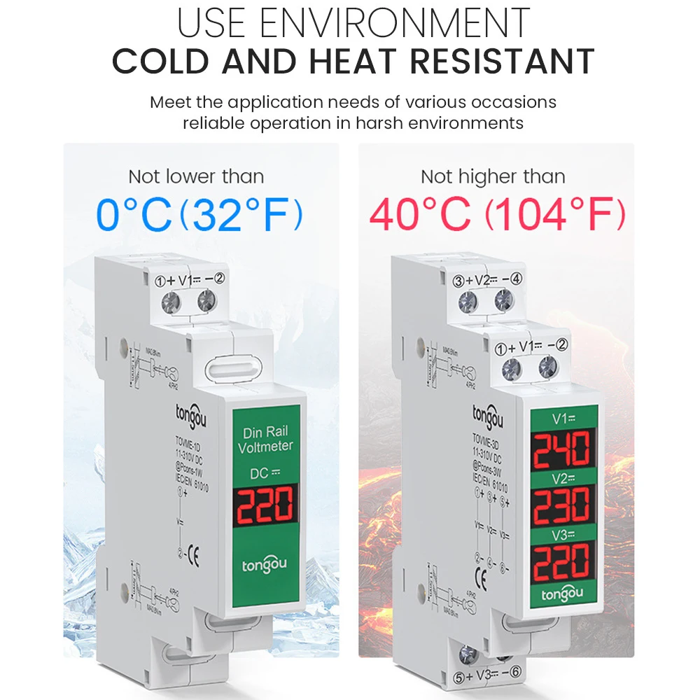 

DC Intelligent Voltage Meter 1/2/3 Circuit DC11V-310V Voltmeter LED Digital Display Instrument Guide Mounted Voltage Meter